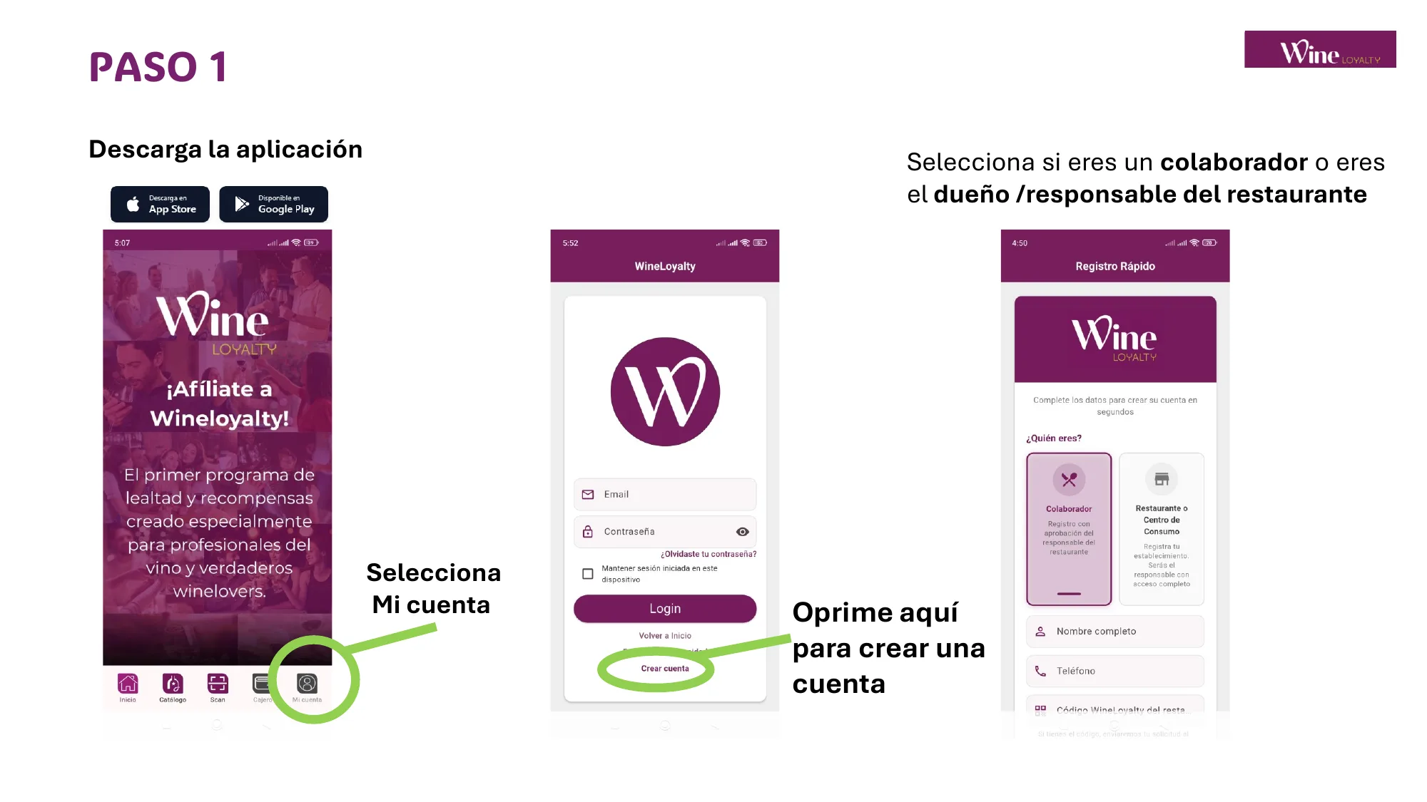 Vista previa del instructivo para restaurantes de WineLoyalty